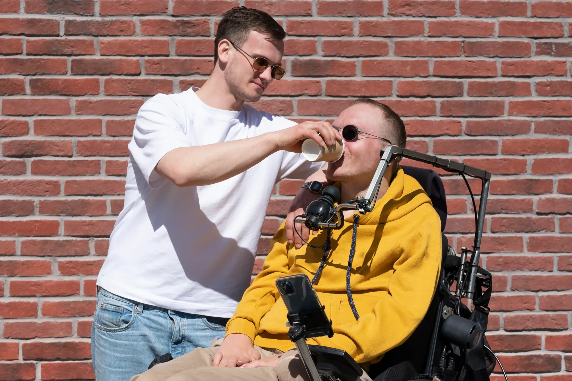 Support worker helping a person with disability